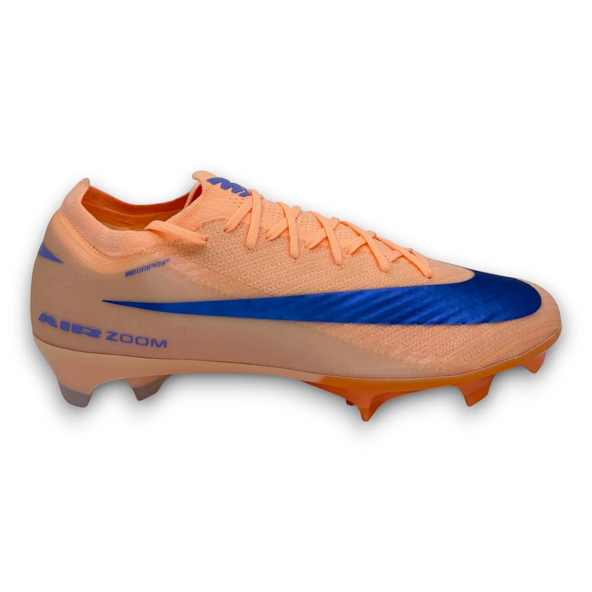 Chaussures de football SHOPTCRAMPONS Nike Mercurial Vapor 16 Air Zoom Elite orange et bleu pour terrains secs